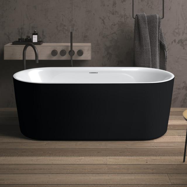 Riho Modesty Freistehende Oval-Badewanne weiß/schwarz matt, ohne Füllfunktion