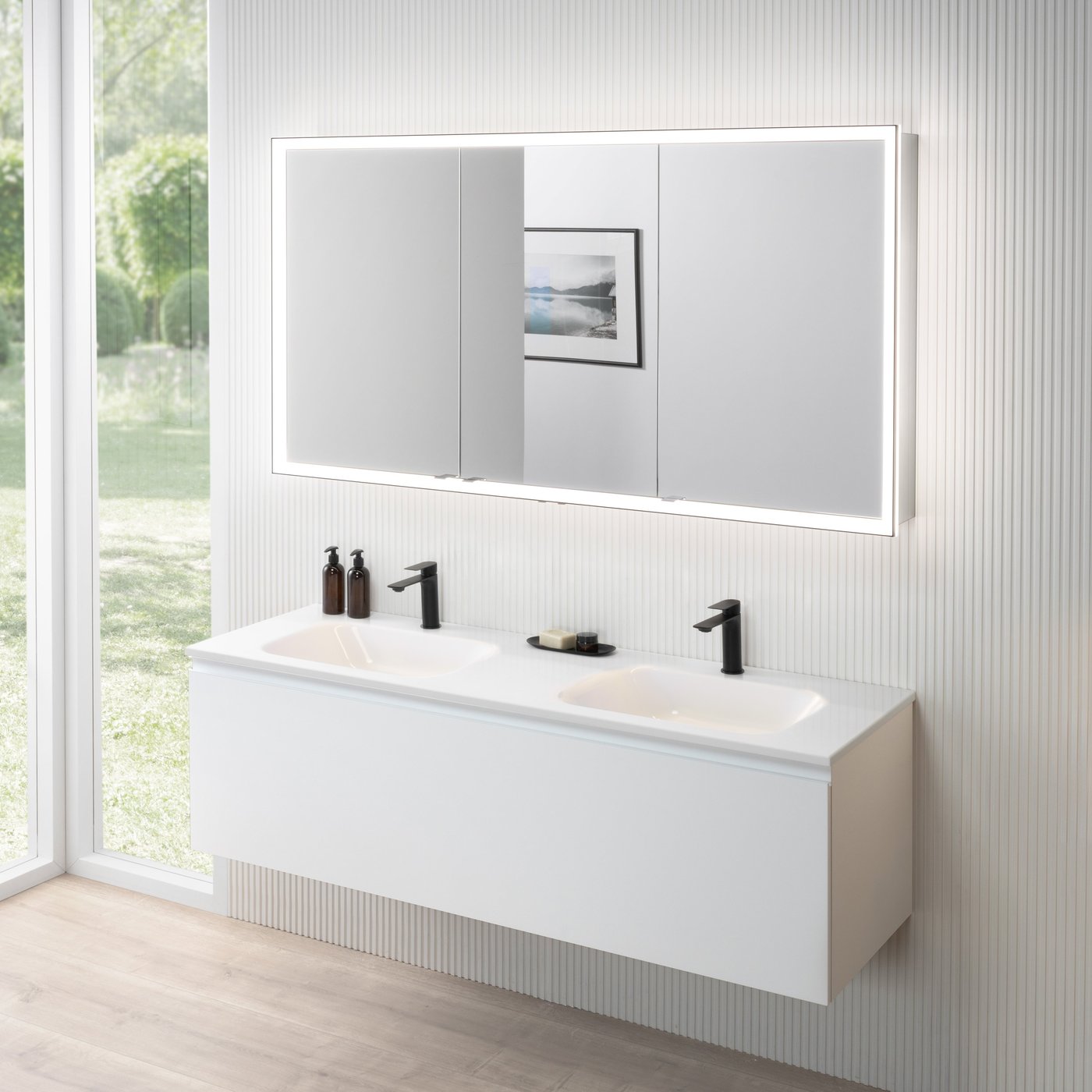 rivea Dia vanity unit W: 161 cm with 1 pull-out compartment, double ...