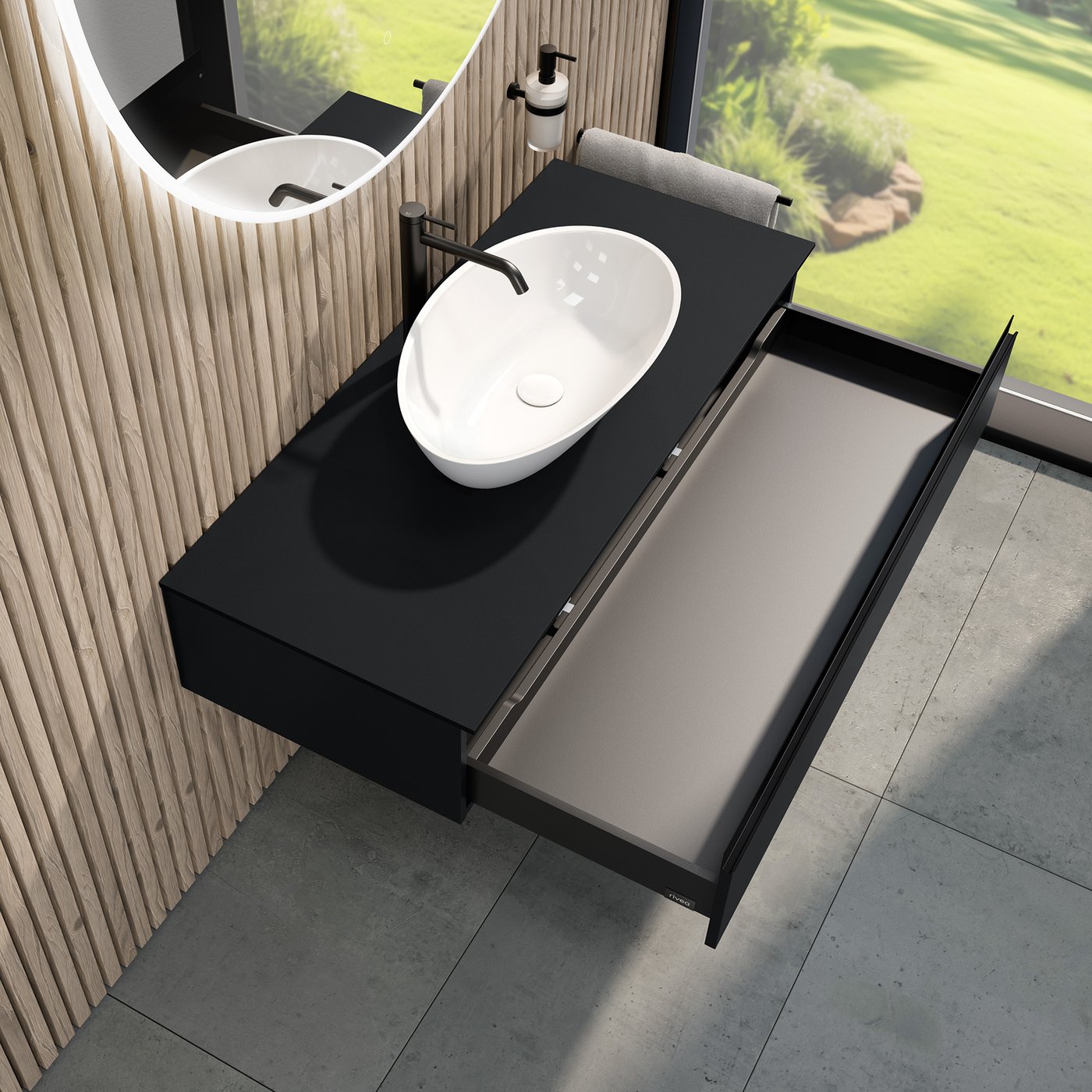rivea Dia vanity unit W: 120 with 1 pull-out compartment, washbasin W ...