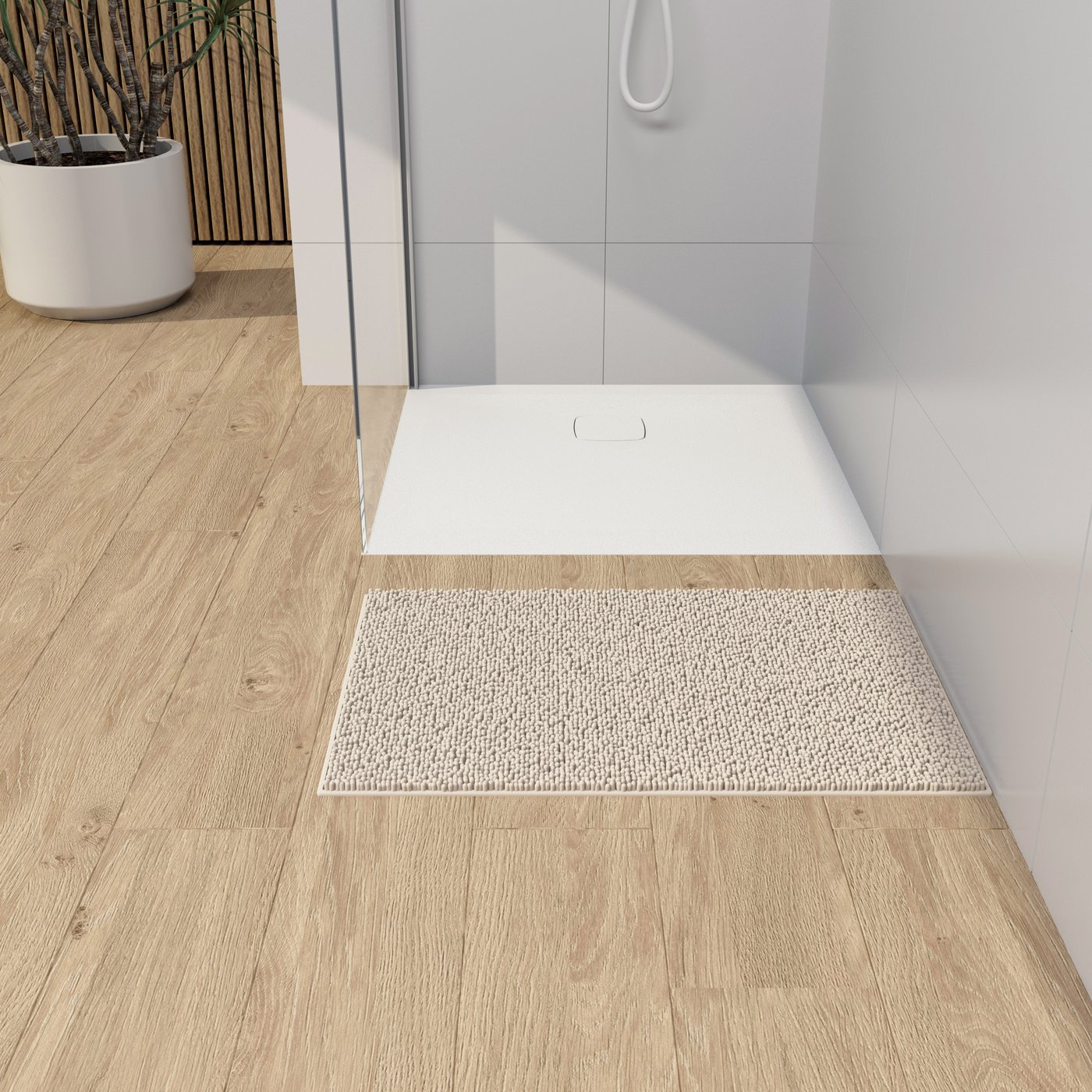 rivea Dia square Rechteck-Duschwanne Steinoptik weiß matt, mit ...
