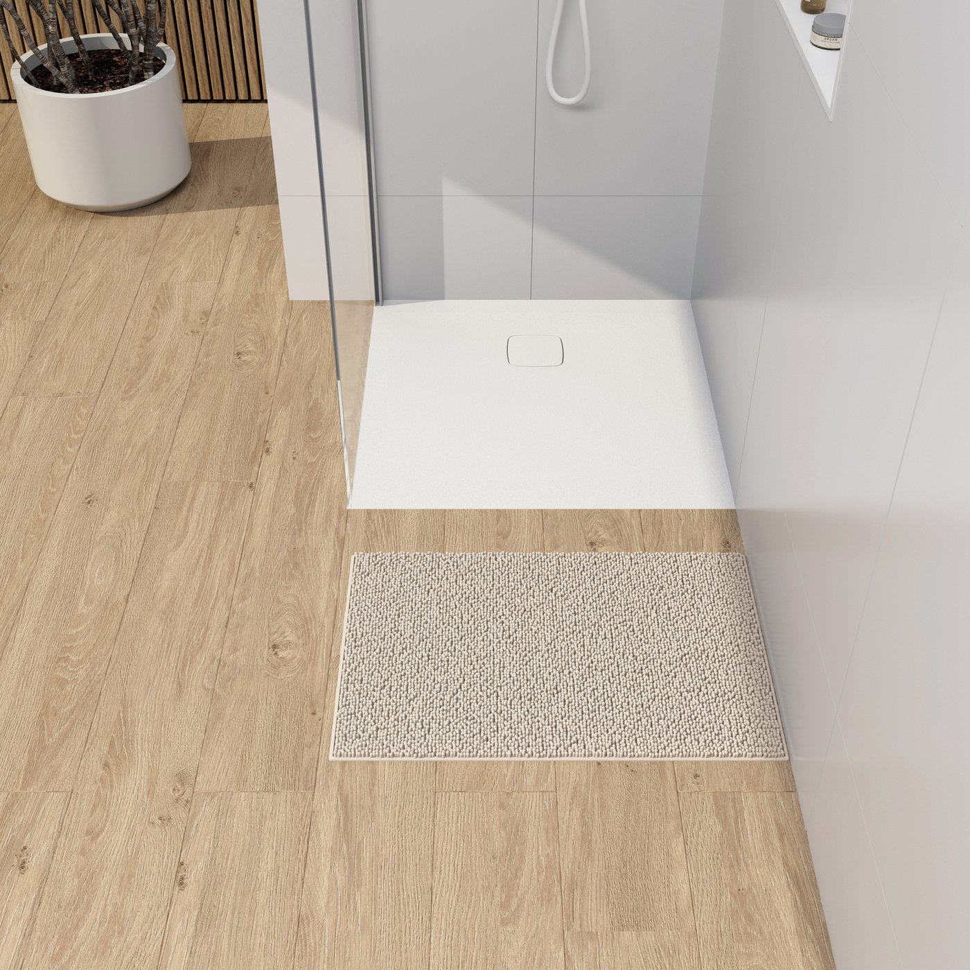 rivea Dia square Rechteck-Duschwanne Steinoptik weiß matt, mit ...