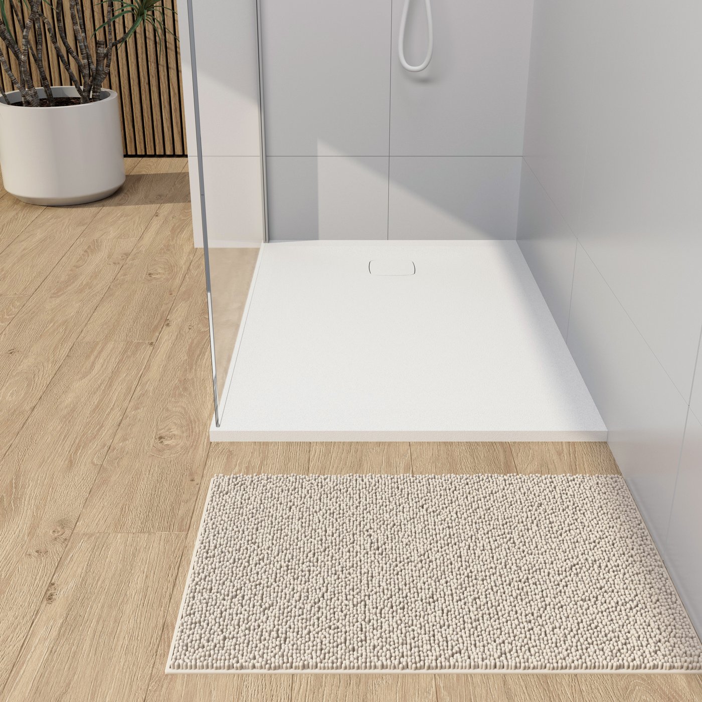 rivea Dia square Rechteck-Duschwanne Steinoptik weiß matt, mit ...