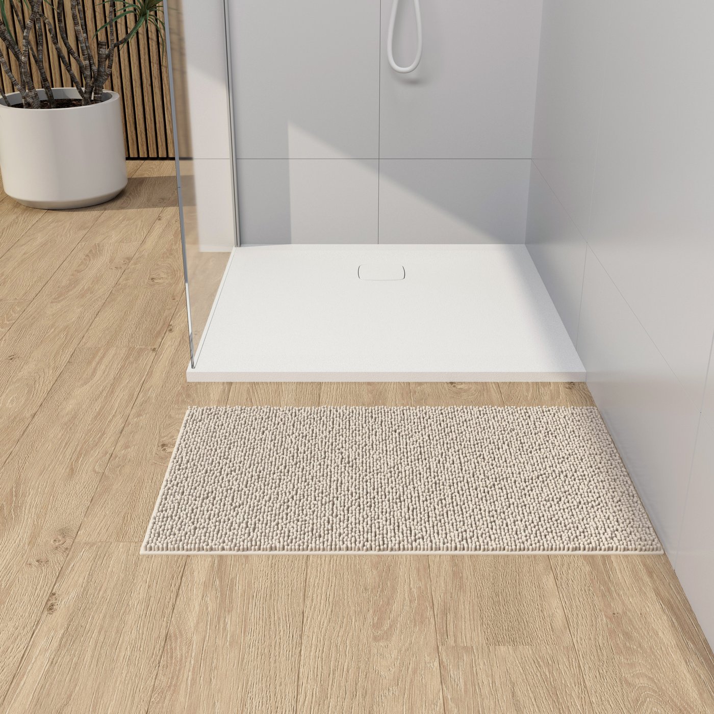 rivea Dia square Rechteck-Duschwanne Steinoptik weiß matt, mit ...