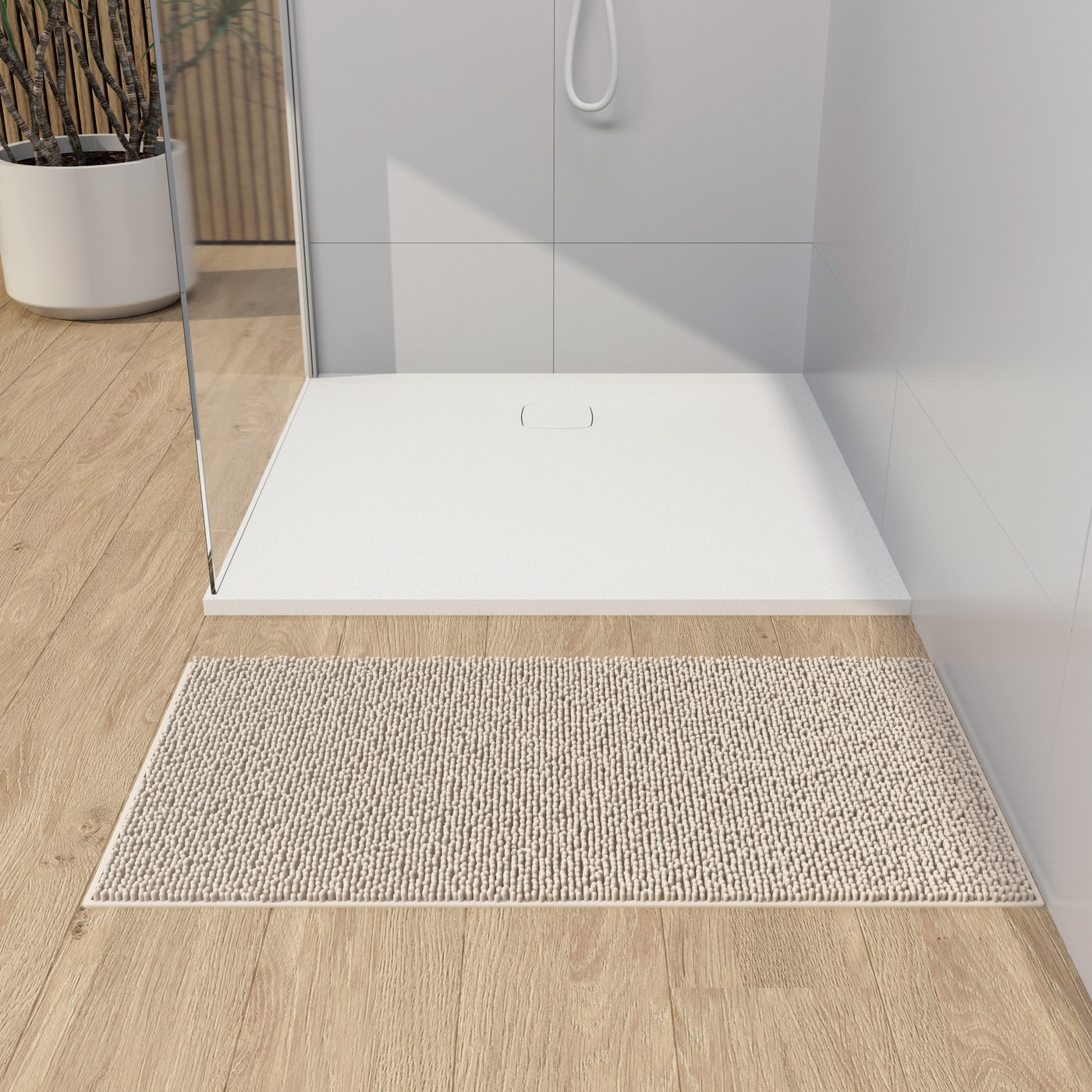 rivea Dia square Rechteck-Duschwanne Steinoptik weiß matt, mit ...