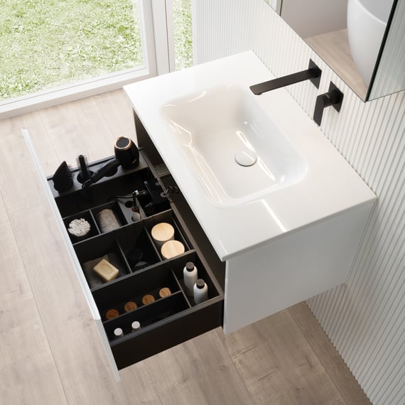 rivea Dia vanity unit W: 81 cm with 1 pull-out compartment, washbasin ...