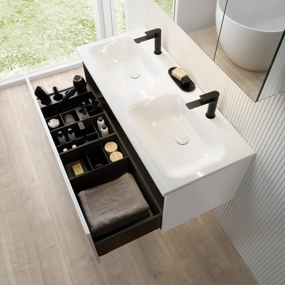 rivea Dia vanity unit W: 121 cm with 1 pull-out compartment, double ...