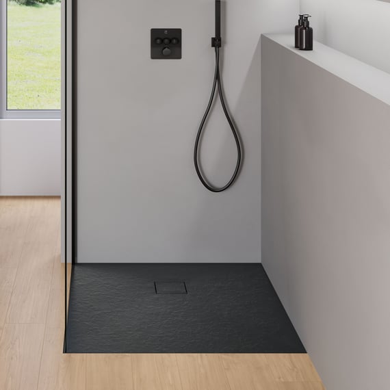 Mosaïque Murale Loop – Receveur De Douche Rond, Noir Anthracite – MOSANI 315x294 Mm