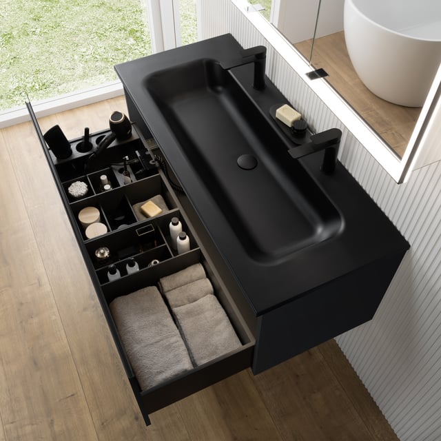 rivea Dia vanity unit W: 121 cm with 1 pull-out compartment, washbasin ...
