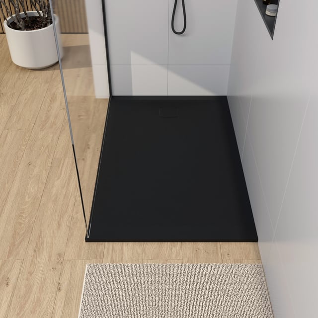 rivea Dia square Rechteck-Duschwanne Steinoptik schwarz matt, mit ...