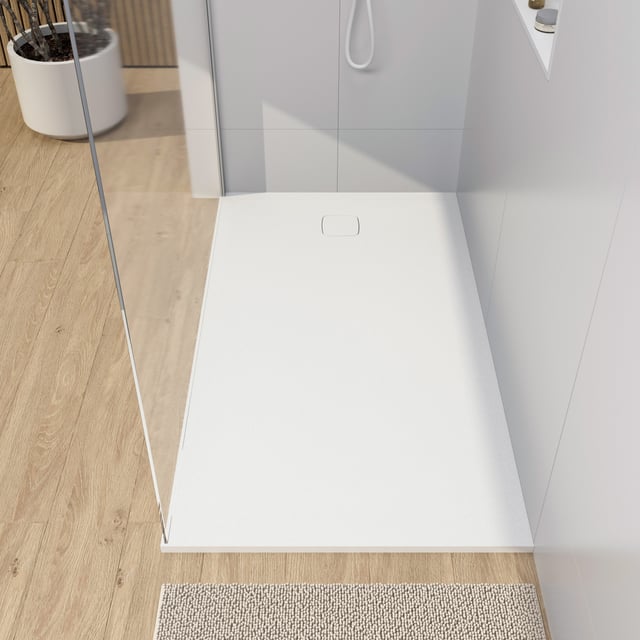 rivea Dia square Rechteck-Duschwanne Steinoptik weiß matt, mit ...