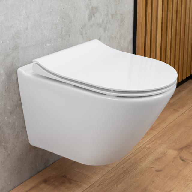 rivea Bahri Wand-Tiefspül-WC-SET, spülrandlos, mit antibakterieller Beschichtung, mit WC-Sitz, abnehmbar