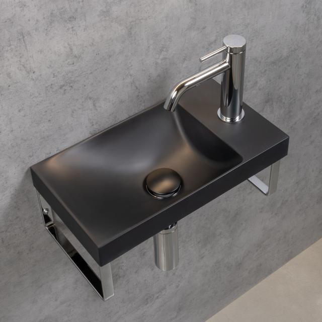 rivea Picabo Handwaschbecken mit Handtuchhaltern B: 40 H: 10,2  T: 22 cm, mit pflegeleichter Oberfläche schwarz matt