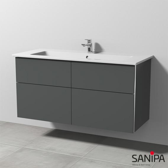 Sanipa 3way Waschtisch Venticello mit Waschtischunterschrank mit 4 Auszügen anthrazit matt, mit Griffmulde