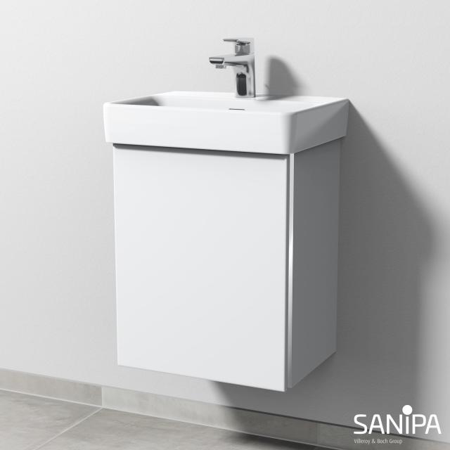 Sanipa 3way Handwaschbeckenunterschrank für Pro S mit 1 Tür weiß soft, mit Griffmulde