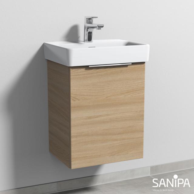 Sanipa 3way Handwaschbeckenunterschrank für Pro S mit 1 Tür ulme impresso, mit Griffleiste