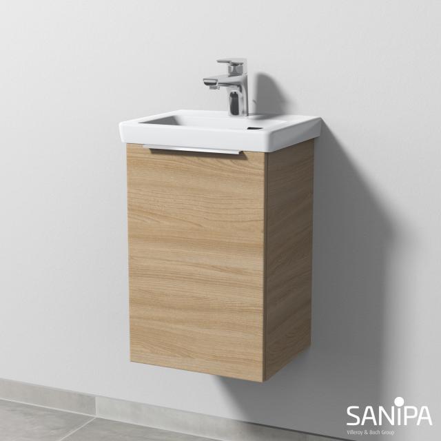 Sanipa 3way Handwaschbeckenunterschrank für Subway 3.0 mit 1 Tür ulme impresso, mit Griffleiste
