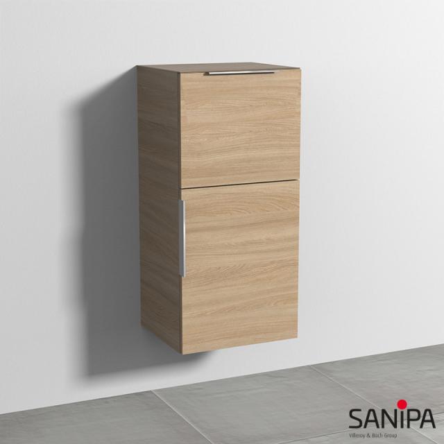 Sanipa 3way Mittelschrank mit 1 Tür und 1 Auszug ulme impresso, mit Griffleiste