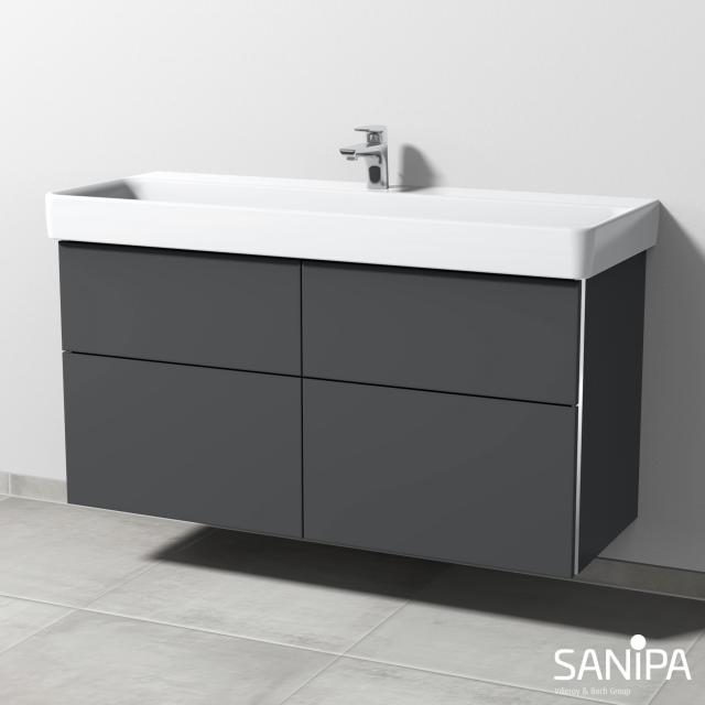 Sanipa 3way Waschtischunterrschrank für Pro S mit 4 Auszügen anthrazit matt, mit Griffmulde