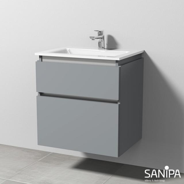 Sanipa CantoBay Waschtischunterschrank mit 2 Auszügen steingrau