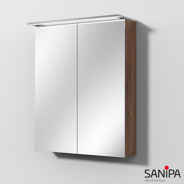 Sanipa Reflection Spiegelschrank MALTE mit Beleuchtung und 2 Türen kirsche natural touch