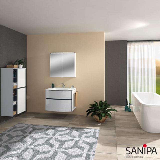 Sanipa Reflection Spiegelschrank MALTE mit Beleuchtung und 2 Türen weiß glanz
