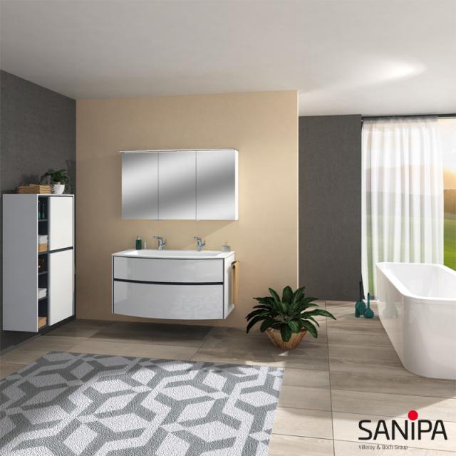 Sanipa Reflection Spiegelschrank MALTE mit LED-Beleuchtung weiß glanz