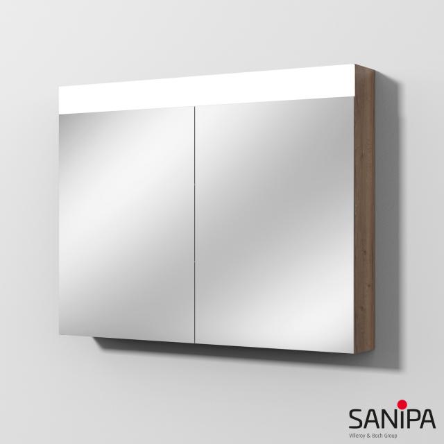 Sanipa Reflection Spiegelschrank MARA mit LED-Beleuchtung eiche tabak