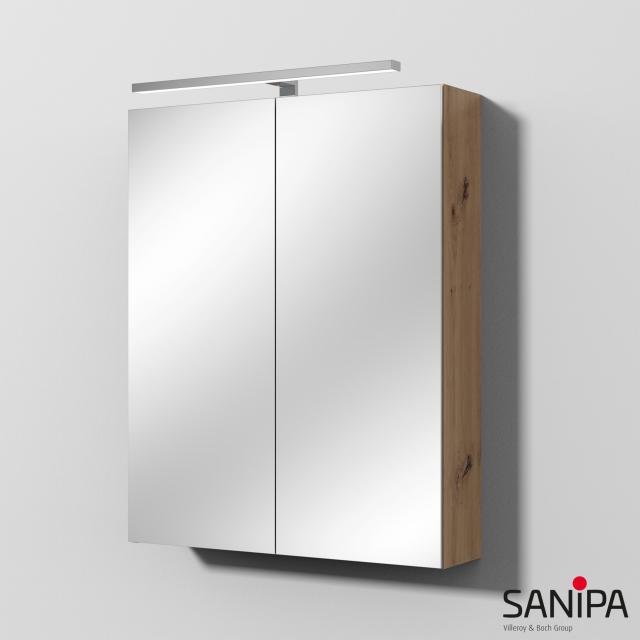 Sanipa Reflection Spiegelschrank MILLA mit Beleuchtung und 2 Türen eiche natural touch