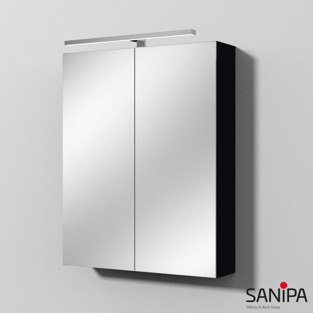 Sanipa Reflection Spiegelschrank MILLA mit Beleuchtung und 2 Türen schwarz matt