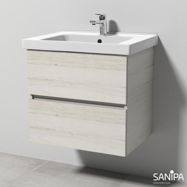 Sanipa Solo One Harmonia Waschtisch mit Waschtischunterschrank mit 2 Auszügen linde hell