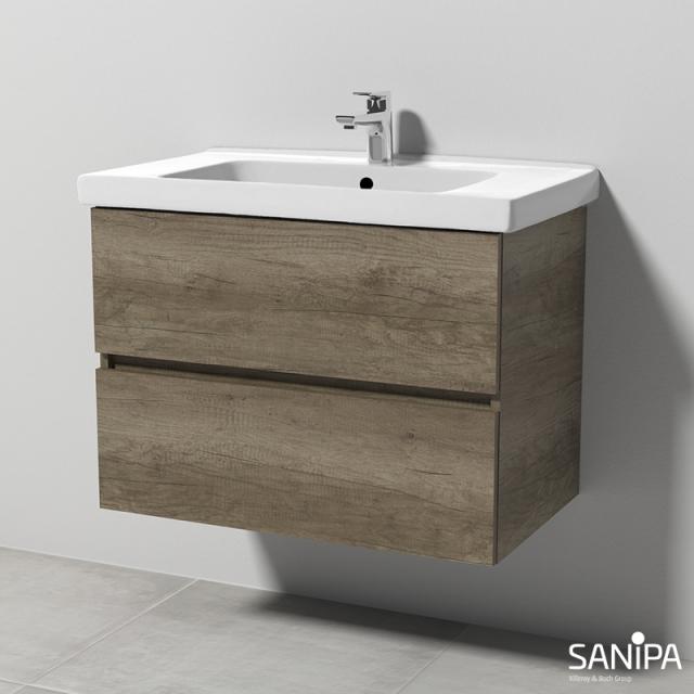 Sanipa Solo One Harmonia Waschtisch mit Waschtischunterschrank mit 2 Auszügen eiche nebraska