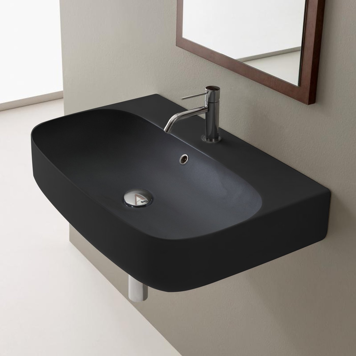 Scarabeo Moon wall-mounted washbasin matt black - 550949 | REUTER