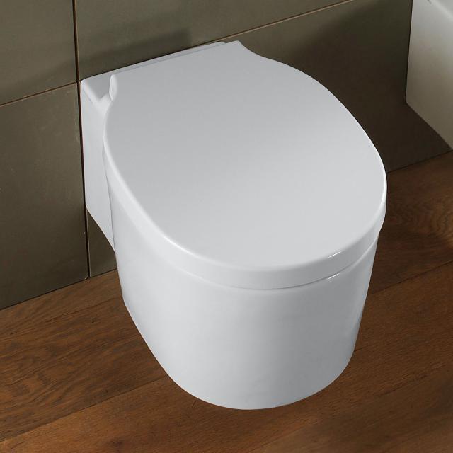 Scarabeo Bucket Wand-Tiefspül-WC mit WC-Sitz, ohne Spülrand weiß, mit BIO System Beschichtung