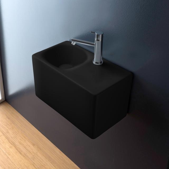 Scarabeo Cube Aufsatz- oder Hängehandwaschbecken schwarz, mit BIO System Beschichtung