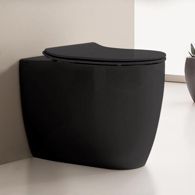 Scarabeo Moon Stand-Tiefspül-WC ohne Spülrand, schwarz