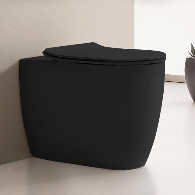 Scarabeo Moon Stand-Tiefspül-WC ohne Spülrand, schwarz matt