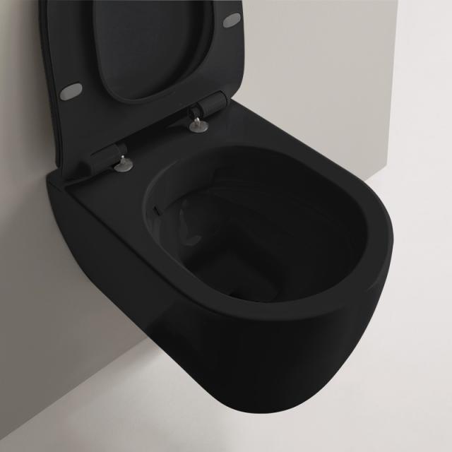 Scarabeo Moon Wand-Tiefspül-WC ohne Spülrand, schwarz, mit BIO System Beschichtung