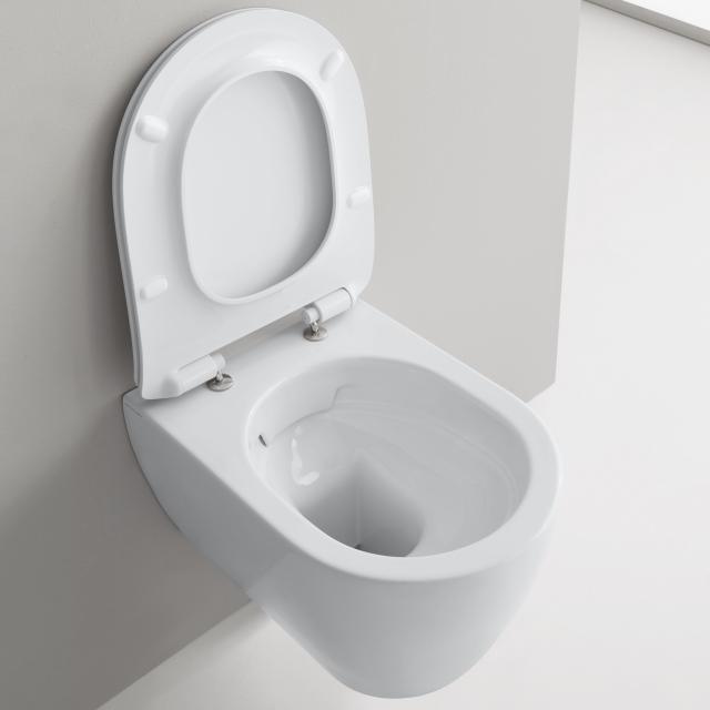 Scarabeo Moon Wand-Tiefspül-WC mit WC-Sitz, ohne Spülrand weiß, mit BIO System Beschichtung