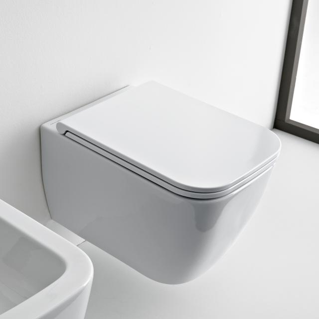 Scarabeo Teorema 2.0 Wand-Tiefspül-WC mit WC-Sitz, ohne Spülrand weiß, mit BIO System Beschichtung