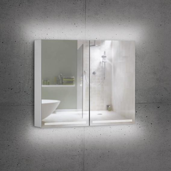 Schneider GRACELINE Spiegelschrank mit Beleuchtung und 2 Türen silber eloxiert