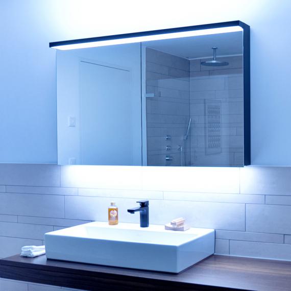 Schneider ADVANCEDLINE Ultimate Spiegelschrank mit Beleuchtung und 2 Türen  schwarz matt, Steckdosen mittig - 188.140.02.41 | REUTER