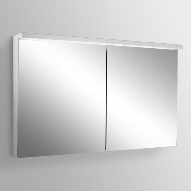 Schneider ADVANCEDLINE Ultimate Spiegelschrank mit Beleuchtung und 2 Türen silber eloxiert, Steckdosen mittig