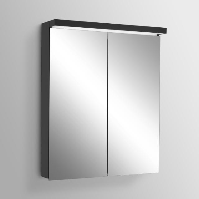 Schneider ADVANCEDLINE Ultimate Spiegelschrank mit Beleuchtung und 2 Türen schwarz matt, Steckdose links