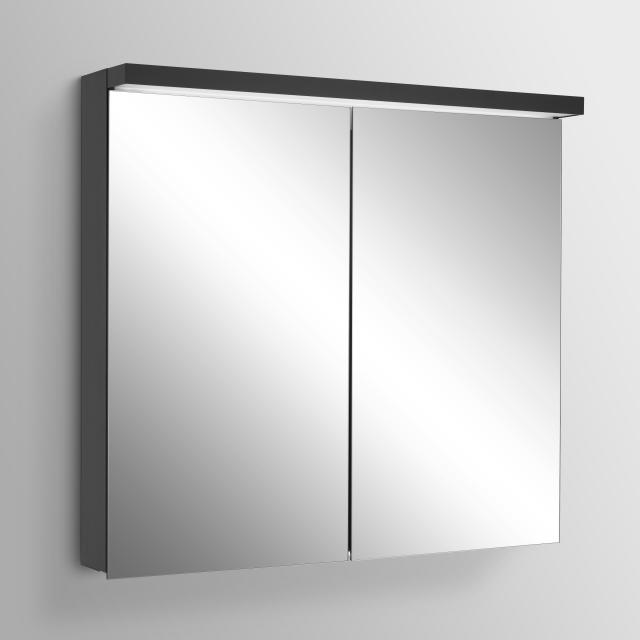 Schneider ADVANCEDLINE Ultimate Spiegelschrank mit Beleuchtung und 2 Türen schwarz matt, Steckdosen links und rechts