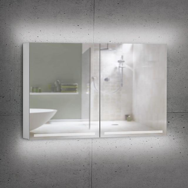 Schneider GRACELINE Spiegelschrank mit Beleuchtung und 2 Türen silber eloxiert
