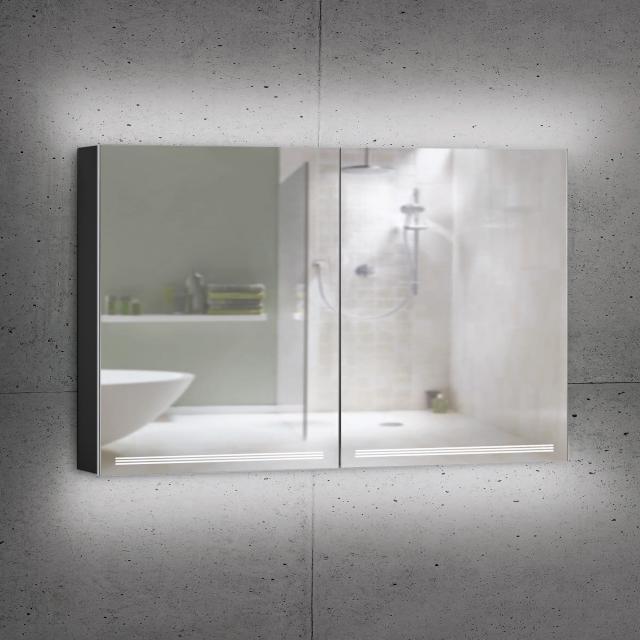 Schneider GRACELINE Spiegelschrank mit Beleuchtung und 2 Türen schwarz matt