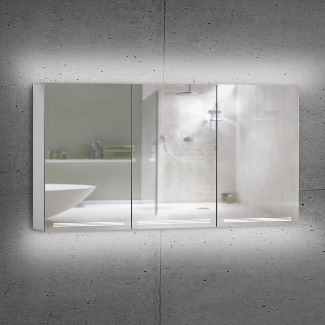 Schneider GRACELINE Spiegelschrank mit Beleuchtung und 3 Türen silber eloxiert