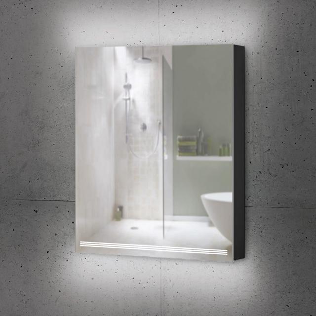 Schneider GRACELINE Spiegelschrank mit Beleuchtung und 1 Tür schwarz matt