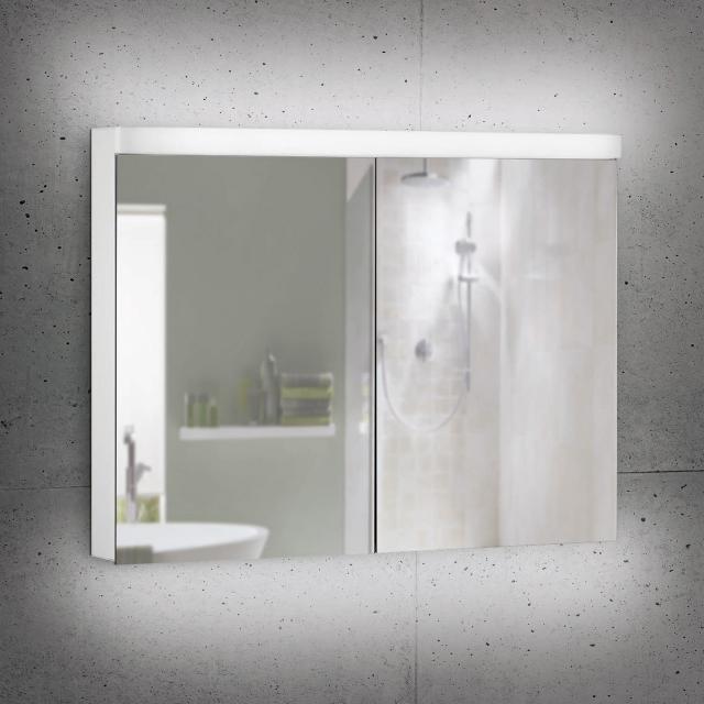Schneider LOWLINE Plus Spiegelschrank mit 2 Türen neutralweiß, mit Steckdose links und rechts