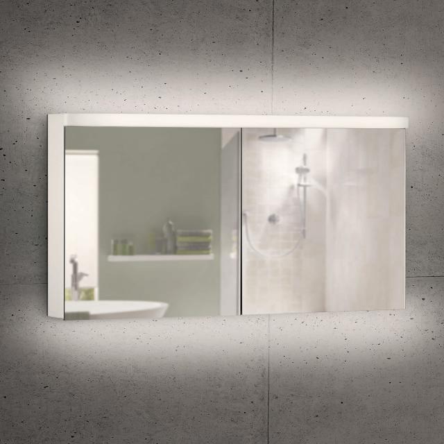 Schneider LOWLINE Plus Spiegelschrank mit Beleuchtung und 2 Türen warmweiß, mit Steckdose links und rechts